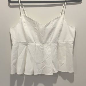 1. State Cropped Pleated White Top